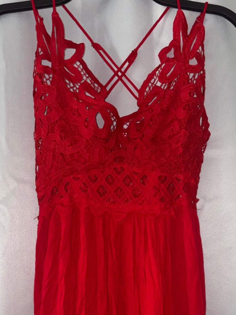 Red strappy dress